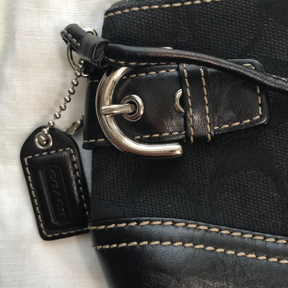 Coach Black Leather and Canvas Wristlet Clutch - Picture 2 of 5